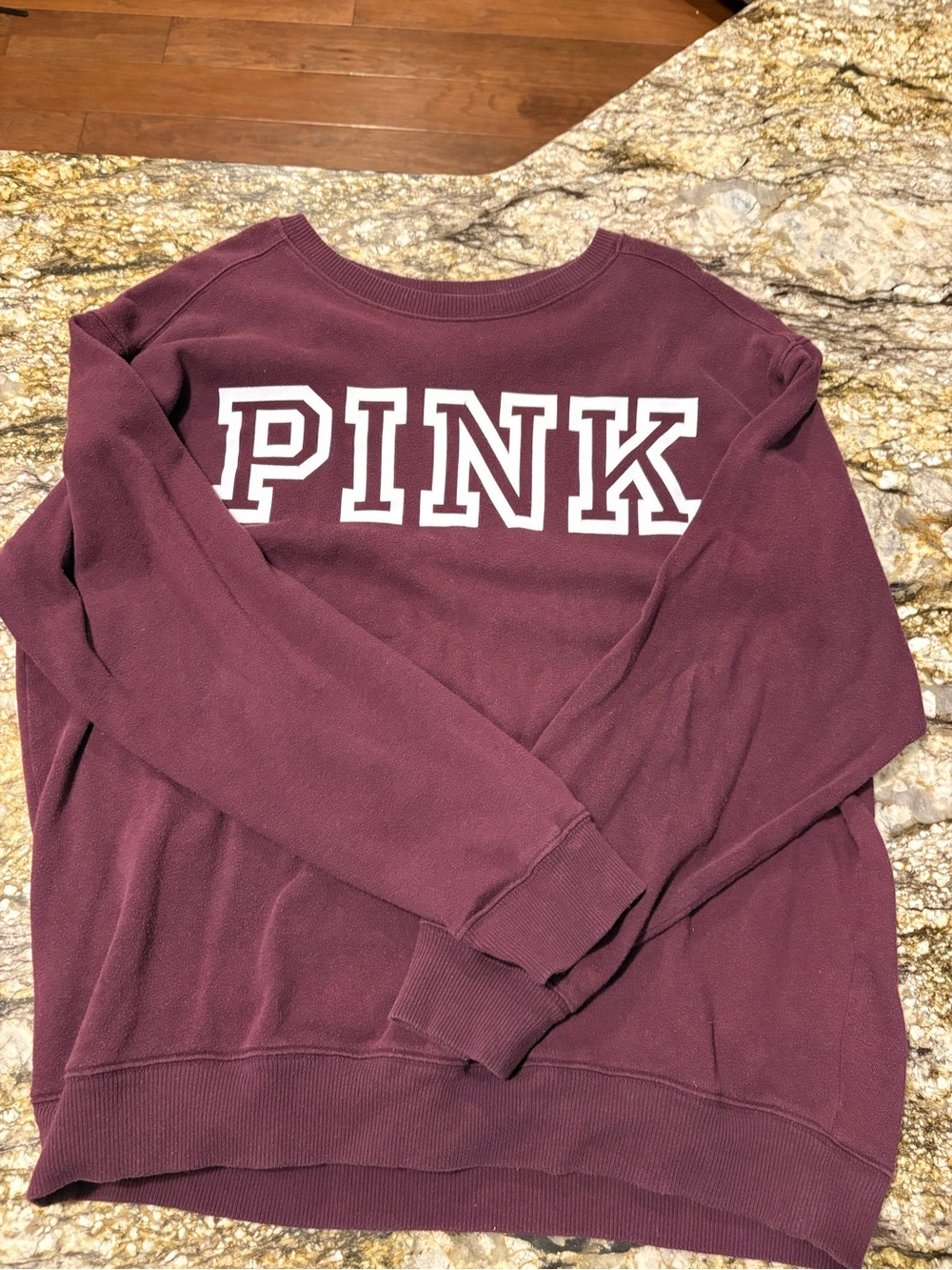 PINK Victoria's Secret Maroon Crewneck Sweatshirt with White Logo
